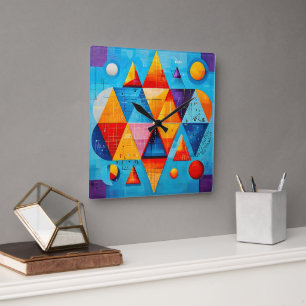 Geometrische Symbole Abstrakt #09 Quadratische Wanduhr