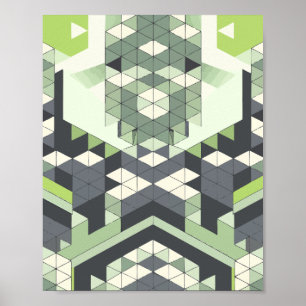 Geometrische Symmetrie mit Schattierungen von Grün Poster
