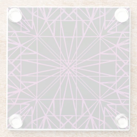 Geometrische Symmetrie Schwarz & Lila/Magenta Glasuntersetzer (Rückseite)