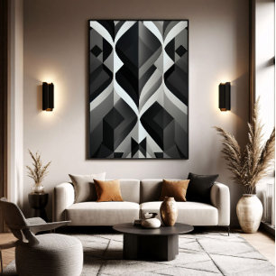 Geometrische Symphonie in Schwarz und Weiß Poster