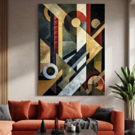 Geometrische Symphonie in Terracotta und Black Leinwanddruck