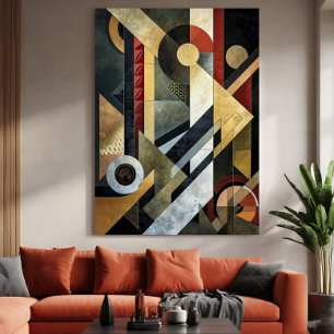 Geometrische Symphonie in Terracotta und Black Leinwanddruck