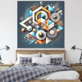 Geometrische Symphonie - Moderne Abstrakte Leinwan Leinwanddruck (Insitu (Schlafzimmer))
