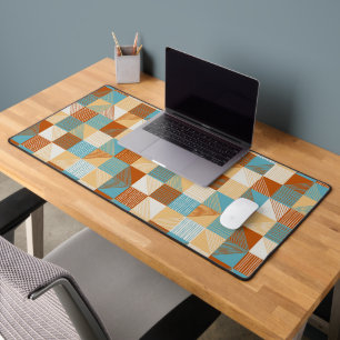 Geometrische Tafel mit Linien, Türkis, Rost Schreibtischunterlage