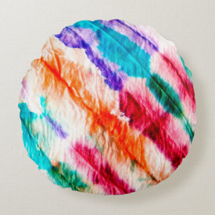 Geometrische Tapete. Vintage-Design. Shibori-Textu Rundes Kissen
