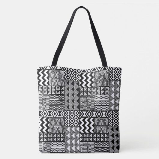 Geometrische Tasche des Schwarzweiß-Aztekendesigns (Rückseite)