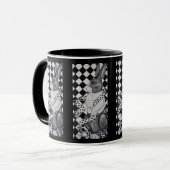 Geometrische Tasse für Schwarzweiß-Kaninchen (Vorderseite Links)