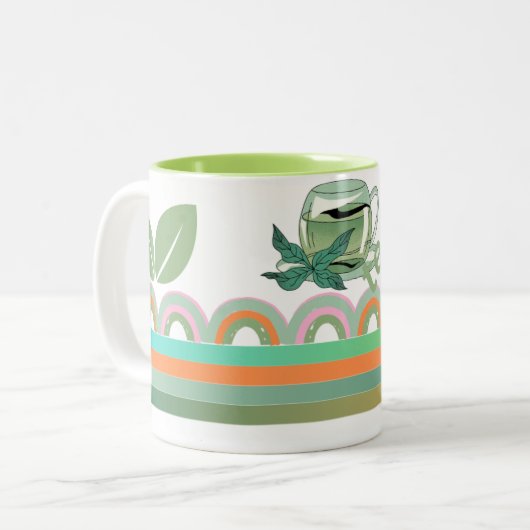 Geometrische Tasse mit Tee-Blätter Akzent (Vorderseite Links)