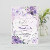 Geometrische Taufe der lila Bläschen Einladung (Stehend Vorderseite)