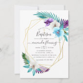 Geometrische Taufe der Wasserfarbe tropische Orchi Einladung (Vorderseite)