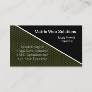 Geometrische Tech Business Card, Olive Green Visitenkarte