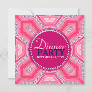 Geometrische Tech Pink Flieder Abendparty-Einladun Einladung