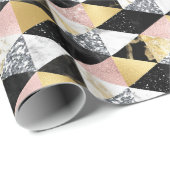 Geometrische Textur aus rosa, schwarz und weiß Geschenkpapier (Rolleneckpunkt)