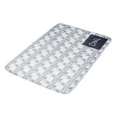 Geometrische Textur Warme blaue Tonmuster Badematte (Schrägansicht)