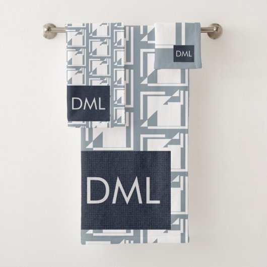 Geometrische Textur Warme blaue Tonmuster Badhandtuch Set (Insitu)