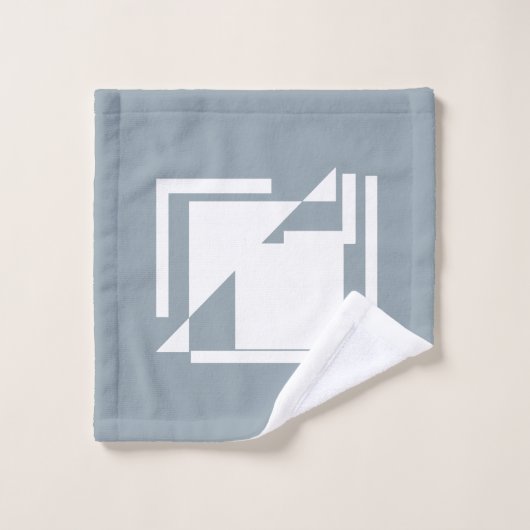 Geometrische Textur Warme blaue Tonmuster Badhandtuch Set (Waschlappen)