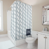 Geometrische Textur Warme blaue Tonmuster Duschvorhang (Beispiel)