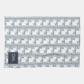 Geometrische Textur Warme blaue Tonmuster Geschirrtuch (Horizontal)