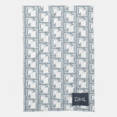 Geometrische Textur Warme blaue Tonmuster Geschirrtuch (Vertikal)