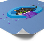 Geometrische Tischkatze auf dem Bett mit gestreift Poster (Ecke)