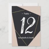 geometrische Tischnummer aus rosa Schwarz und Gold (Vorderseite)