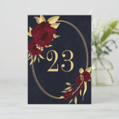 geometrische Tischnummer der Chic burgundy & gold  (Stehend Vorderseite)