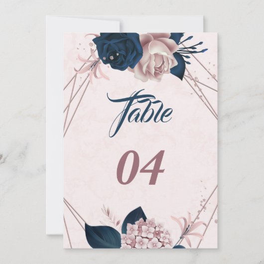 Geometrische Tischnummer der eleganten Marine und (Vorderseite)