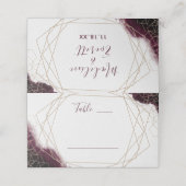 Geometrische Tischnummer des Burgundy Watercolor Platzkarte (Außenseite Aufgefaltet)