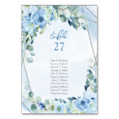 Geometrische Tischnummer von Dusty Blue Floral Sil (Rückseite)