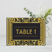 Geometrische Tischnummern aus Schwarz und Gold (Stehend Vorderseite)