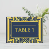 Geometrische Tischnummern für Navy und Gold (Stehend Vorderseite)