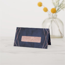 Geometrische Tischsitze für Navy Blue & Rose Gold Platzkarte