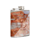 Geometrische Trauzeuge für Monogram Elegant Kupfer Flachmann (Rechts)