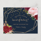 Geometrische Trauzeugin Einladungspostkarte (Vorderseite)