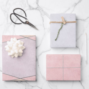 Geometrische Trendy Rose Gold Pink Silver Geschenkpapier Set