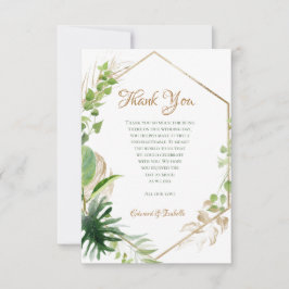 Geometrische tropische Aquarellgoldfarben-Blätter Dankeskarte