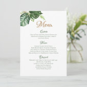 Geometrische tropische Blätter Grüne Palme Hochzei Menükarte (Stehend Vorderseite)