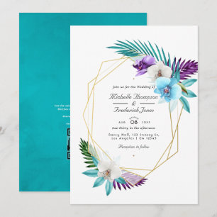 Geometrische tropische Orchideen QR-Code RSVP Hoch Einladung