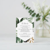 Geometrische tropische Vegetation Hochzeitsdetails Begleitkarte (Stehend Vorderseite)