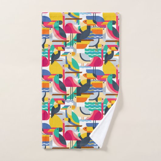 Geometrische tropische Vögel Badhandtuch Set (Handtuch)