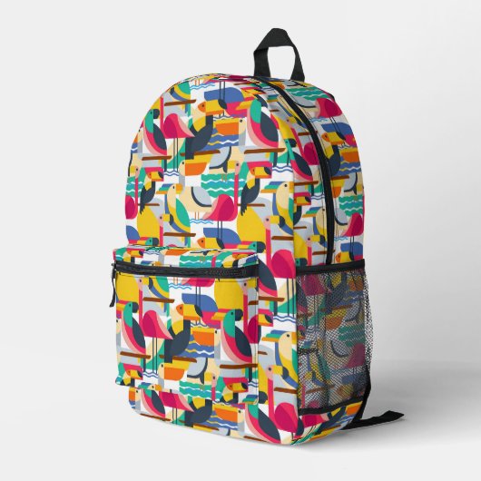 Geometrische tropische Vögel Bedruckter Rucksack (Rückseitige Ecke Rechts)