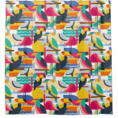 Geometrische tropische Vögel Duschvorhang (Vorderseite)