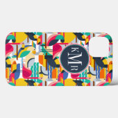 Geometrische tropische Vögel | Monogramm Case-Mate iPhone Hülle (Rückseite (Horizontal))