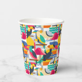 Geometrische tropische Vögel Pappbecher (Rückseite)