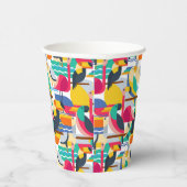 Geometrische tropische Vögel Pappbecher (Rechts)