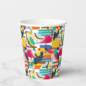 Geometrische tropische Vögel Pappbecher (Vorderseite)