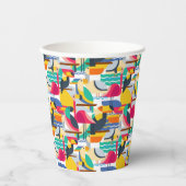 Geometrische tropische Vögel Pappbecher (Vorderseite)