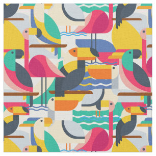 Geometrische tropische Vögel Stoff