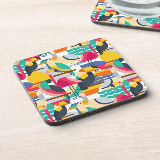 Geometrische tropische Vögel Untersetzer (Linke Seite)