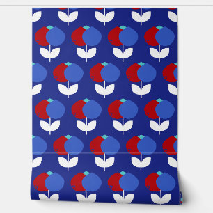 Geometrische Tulips rot und blau Tapete